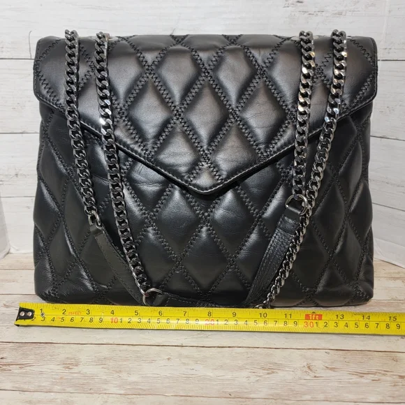 Elegant Black Quilted Satchel